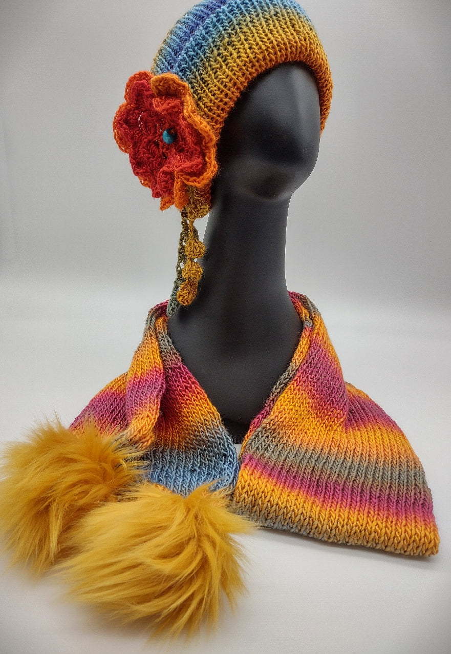 Radiance-Knit Woman's Beanie and Scarf Set