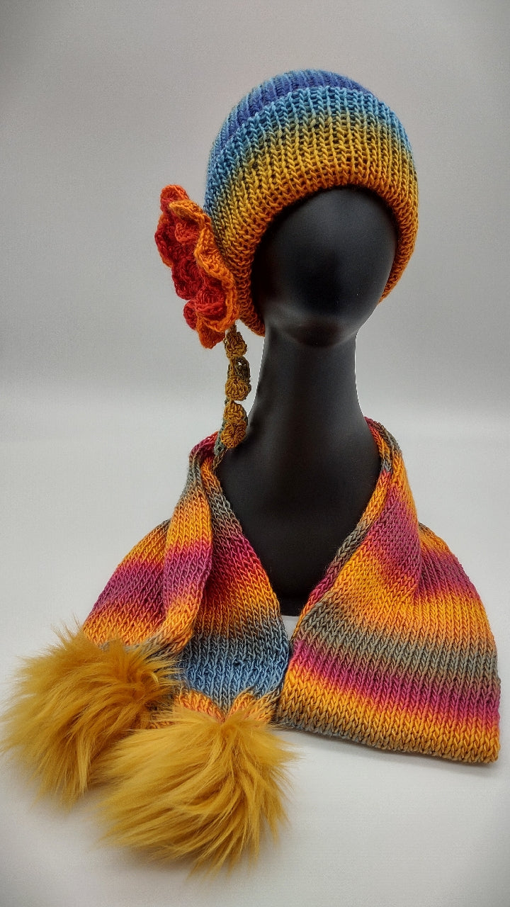 Radiance-Knit Woman's Beanie and Scarf Set