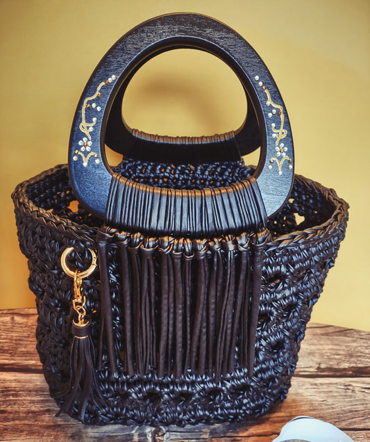 “Kiah” - Crochet Leather Yarn Tote