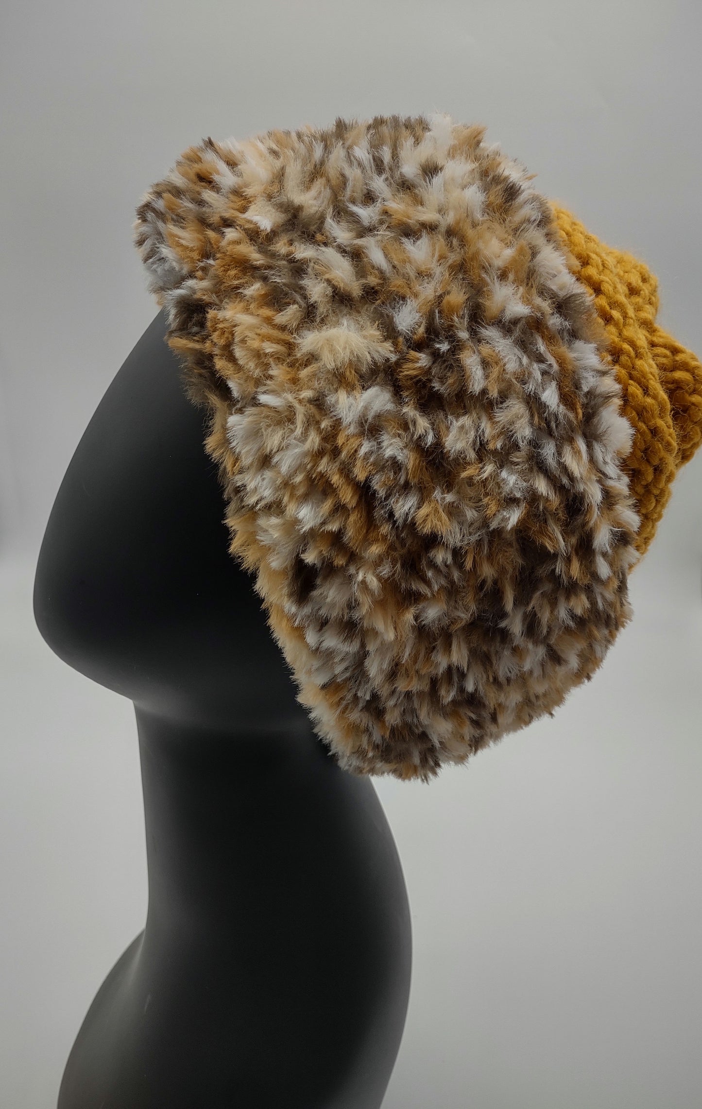 Calida Fur Hat and Scarf Set - Butterscotch and Dark Brown